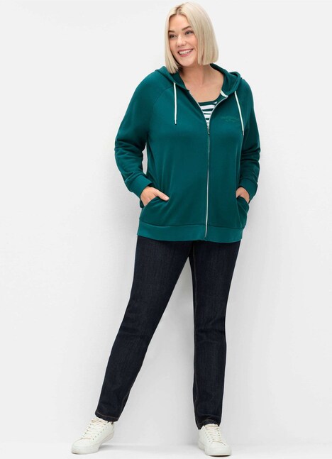Kapuzensweatjacke Langarm Uni Mit Kapuze