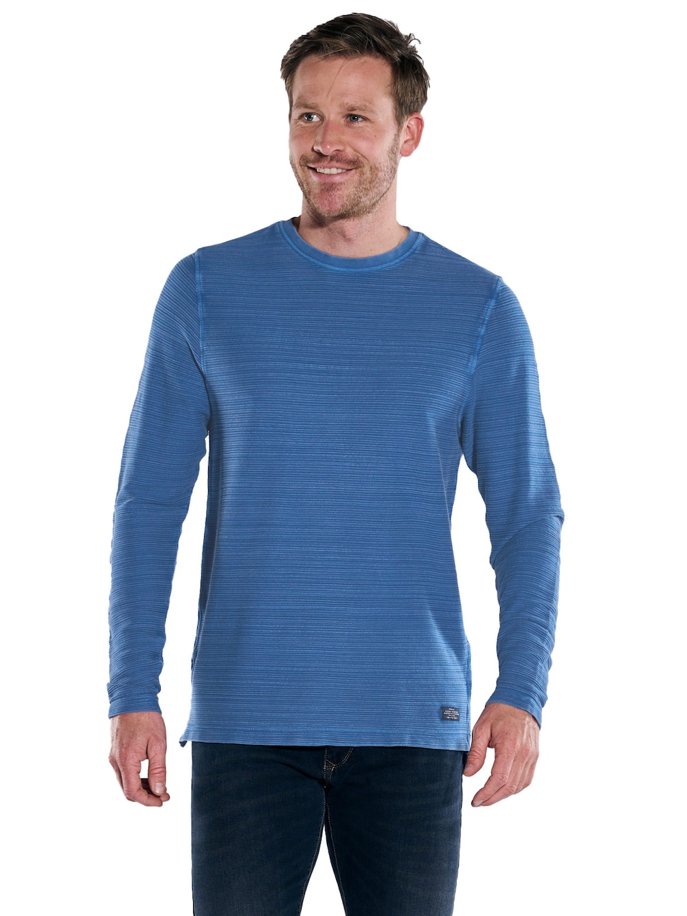 engbers Herren Langarm-Shirt gestreift , Indigoblau