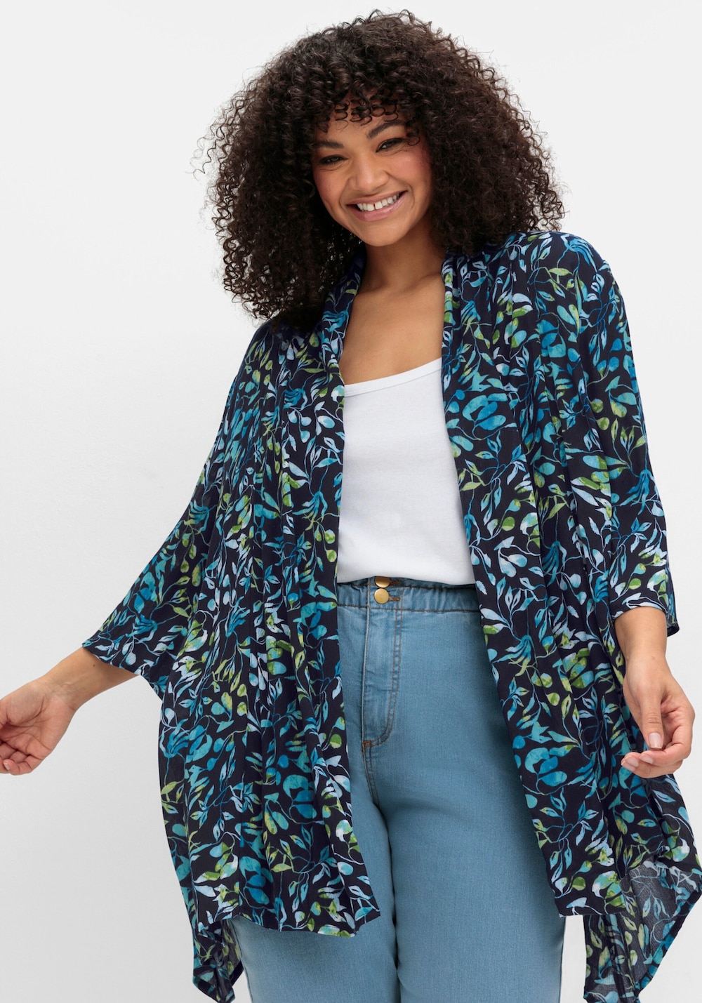 Longbluse 3/4-Arm Sonstiges Muster Schalkragen