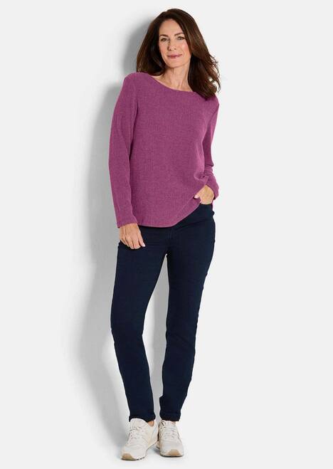 Langarm Melange Jersey-Oberteil