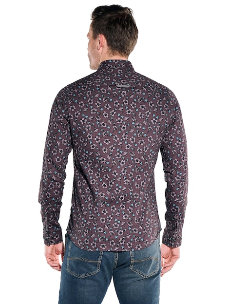 Herren Hemd langarm , Bordeaux