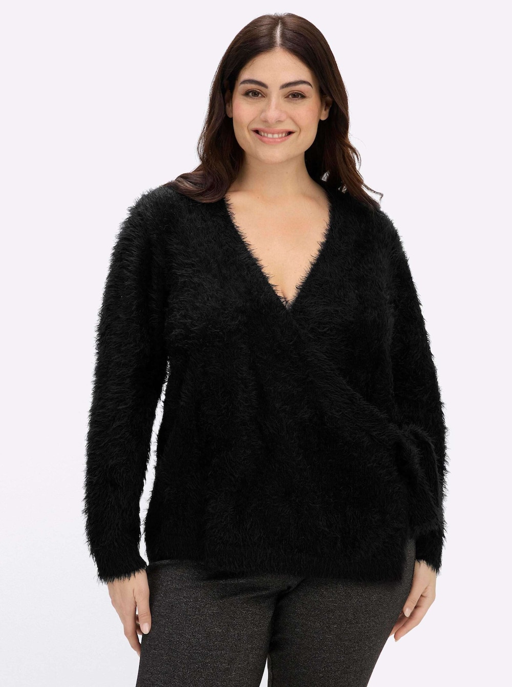 Langarm-Pullover Langarm-Pullover mit Flauschgarn Langarm