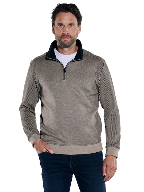 engbers Herren Sweatshirt mit Troyerkragen , Braunbeige