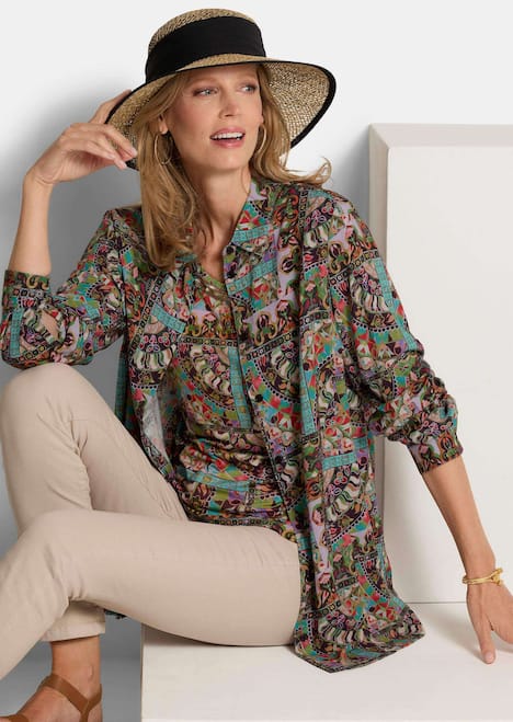 Blusenshirt mit stilvollem Muster-Mix