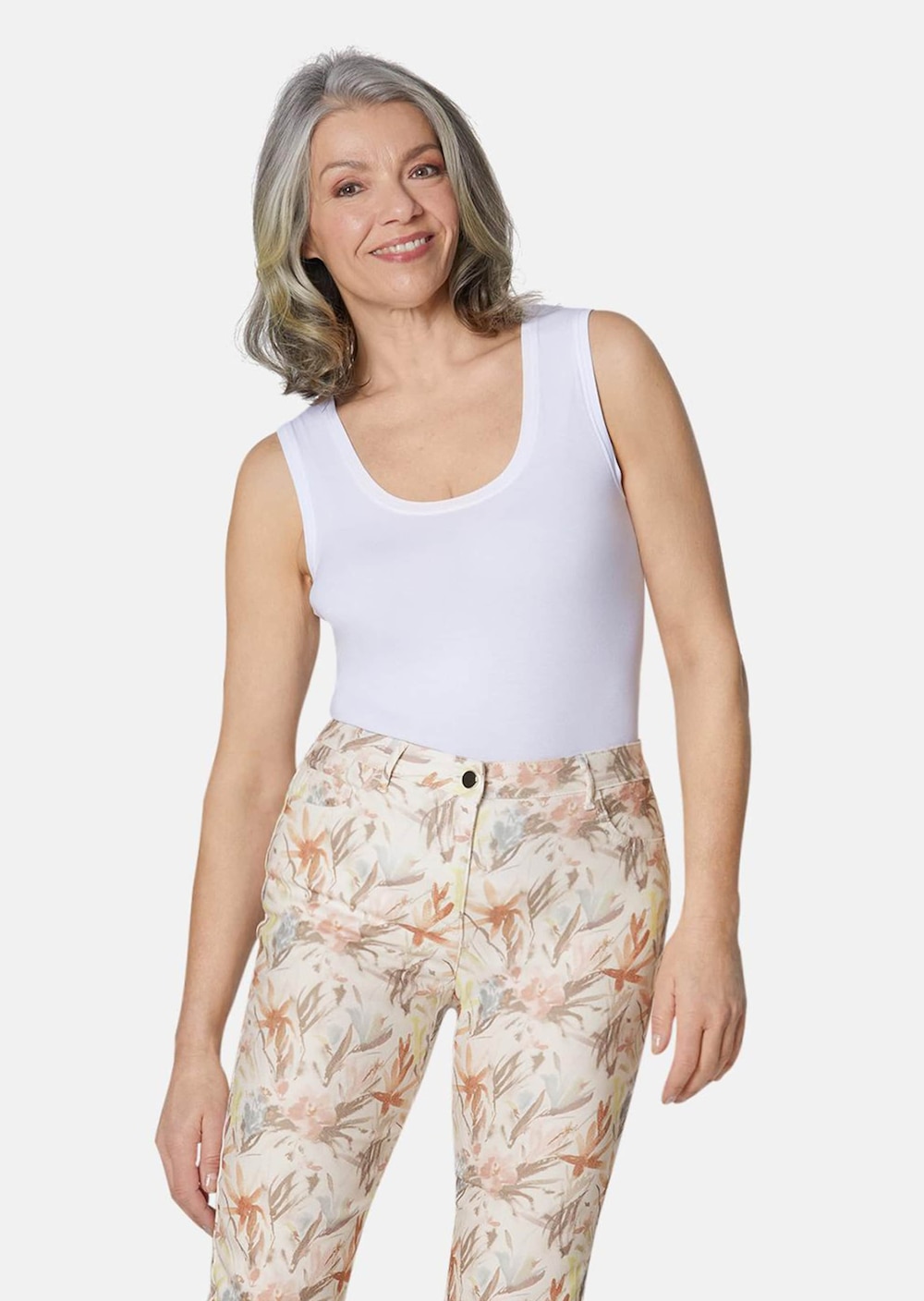Druckhose mit ausgefallenem Blumenmuster