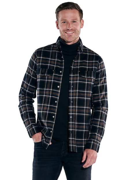 engbers Herren Overshirt kariert , Schwarz