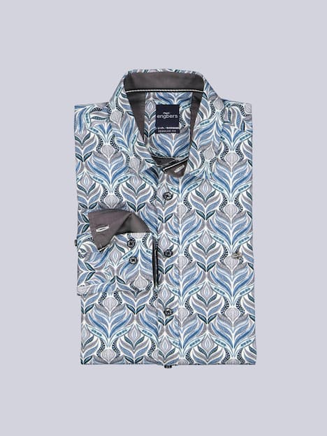 engbers Herren Langarm-Hemd gemustert , Petrolgruen