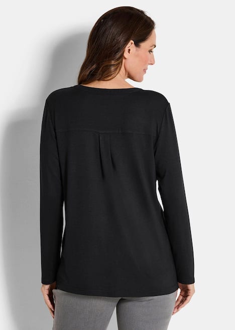 Elegantes Chiffonshirt mit Jersey-Details
