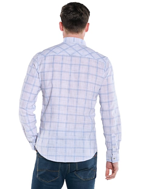 engbers Herren Langarm-Hemd kariert , Naturweiss