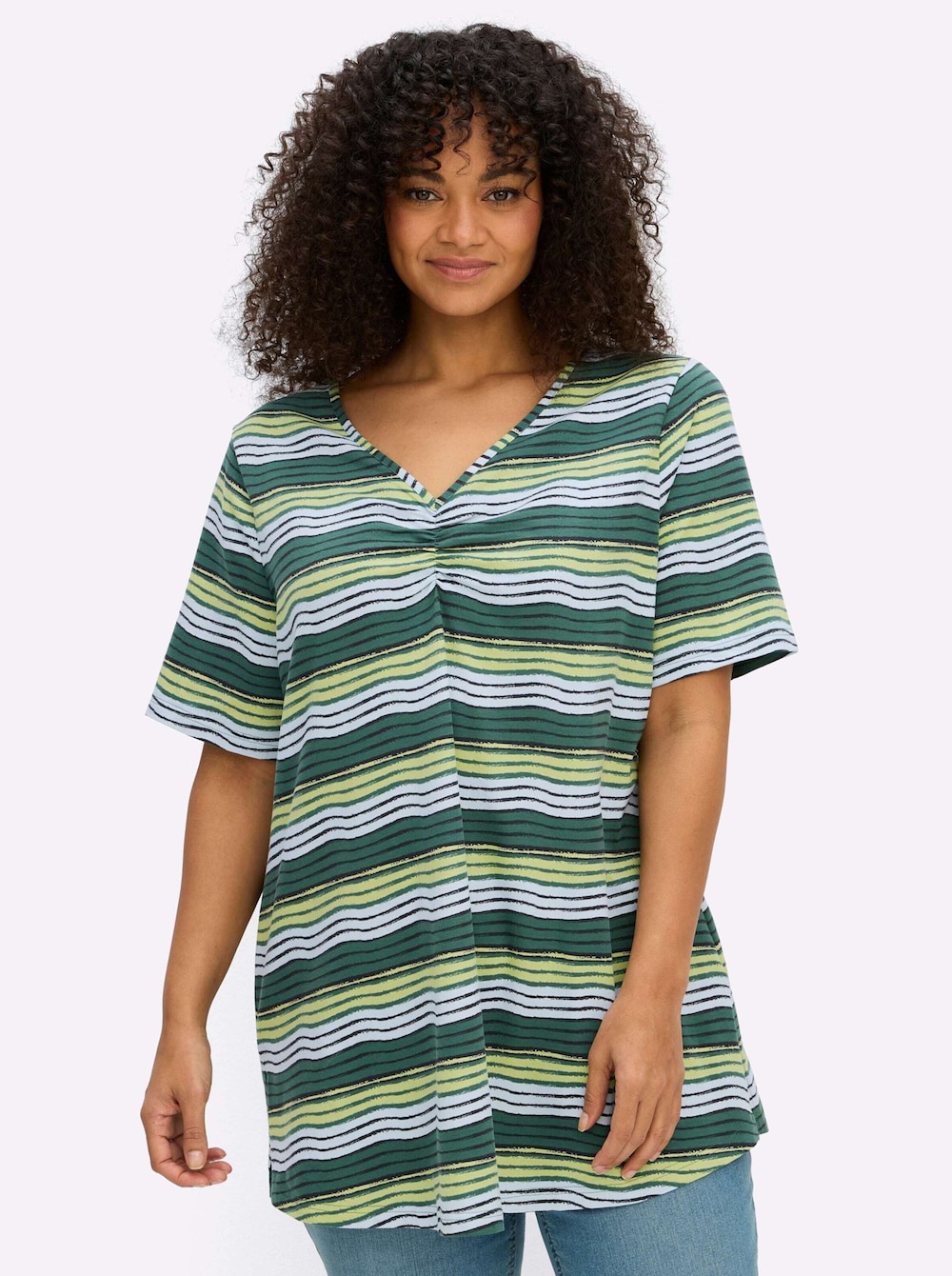 Longshirt Kurzarm Ohne Kragen