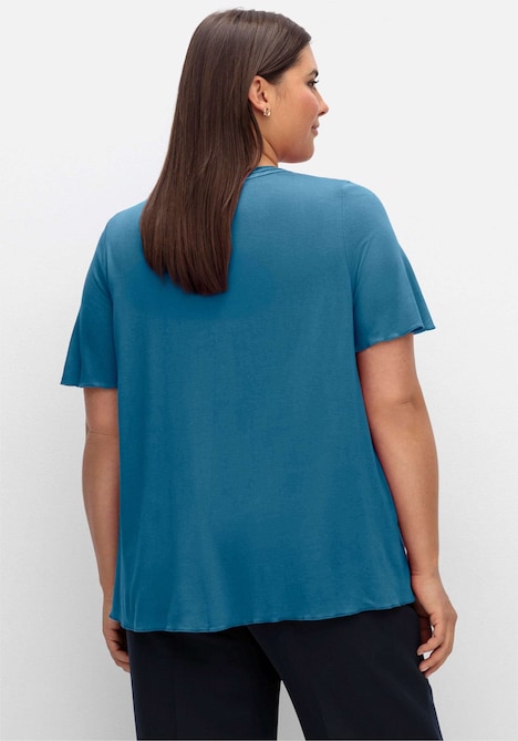 T-Shirt Kurzarm Uni Ohne Kragen