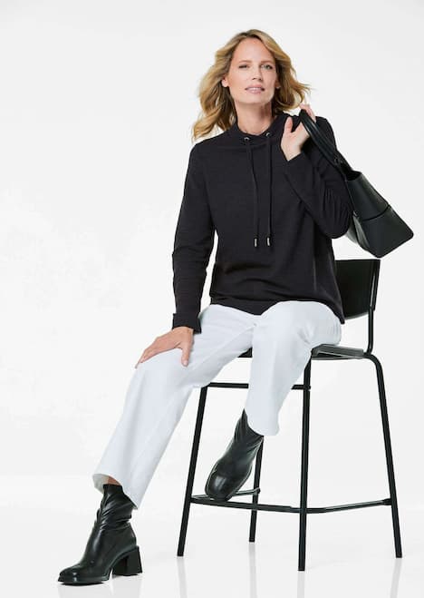 Langarm Viskose-Pullover, Stehbund