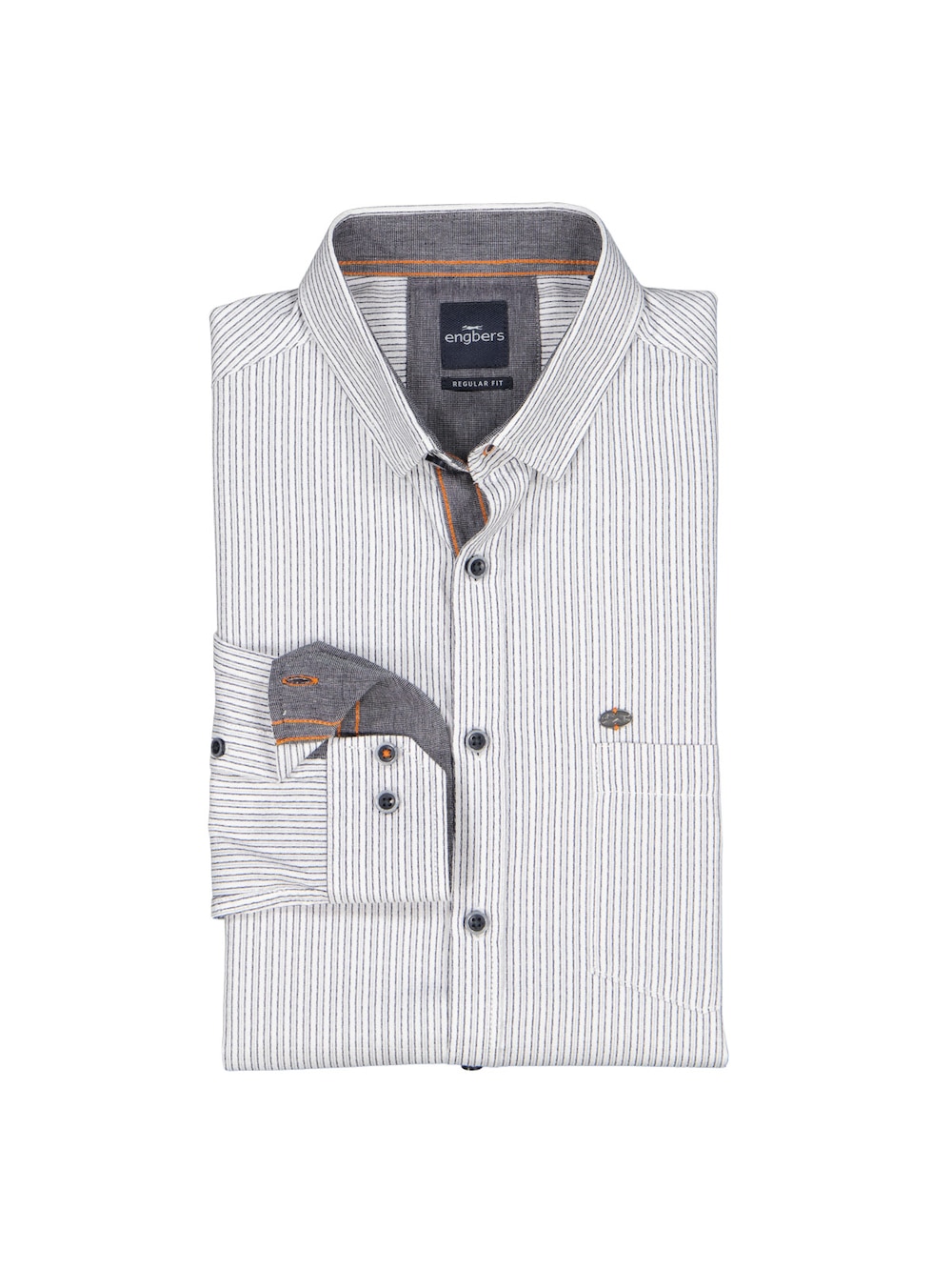 engbers Herren Hemd gemustert , Reinweiss