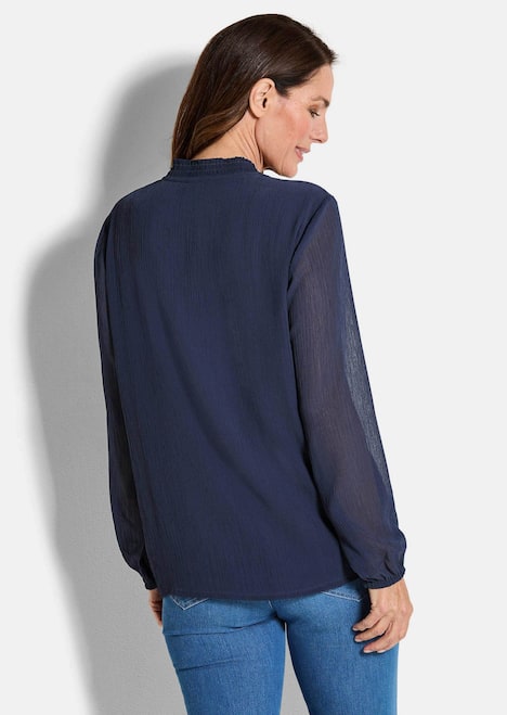 GOLDNER Blouse Chiffon blouse met vrouwelijke halslijn