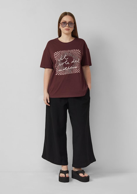 Leinenmix Hose mit weitem Bein