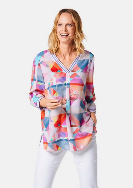 Viskose-Tunika mit 3/4-Arm und Druck