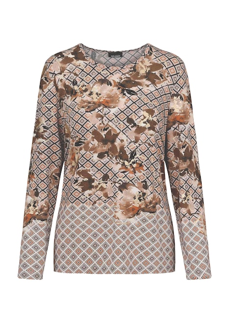 Jersey shirt met ruitjesprint