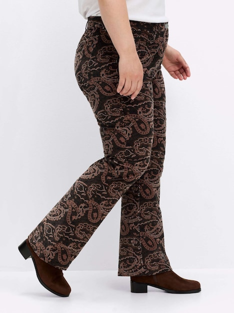 Hose Samthose mit Paisley-Print, in Bootcut-Form Elastische Einsätze
