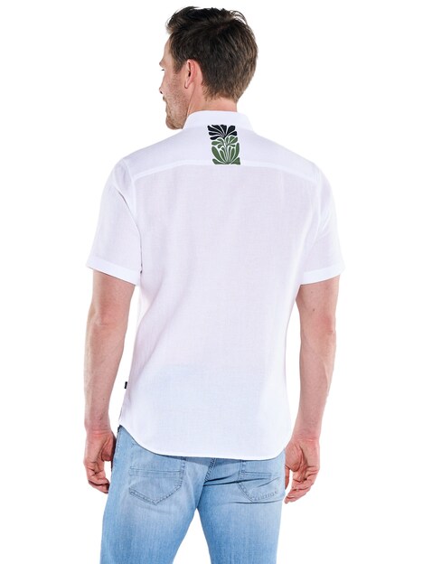 Herren Strukturiertes Hemd mit auffälliger Brusttasche , Reinweiss