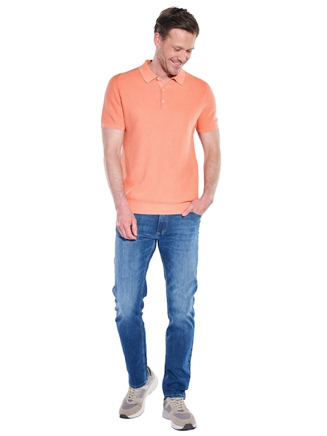 Herren Modisches Strick-Polo , Orange