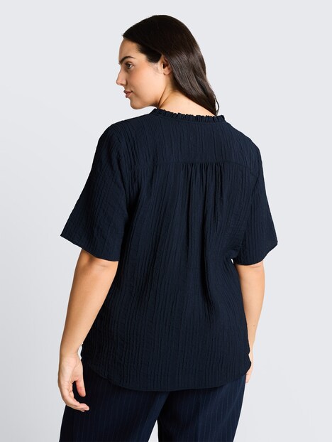 Crinkle Bluse mit V-Ausschnitt