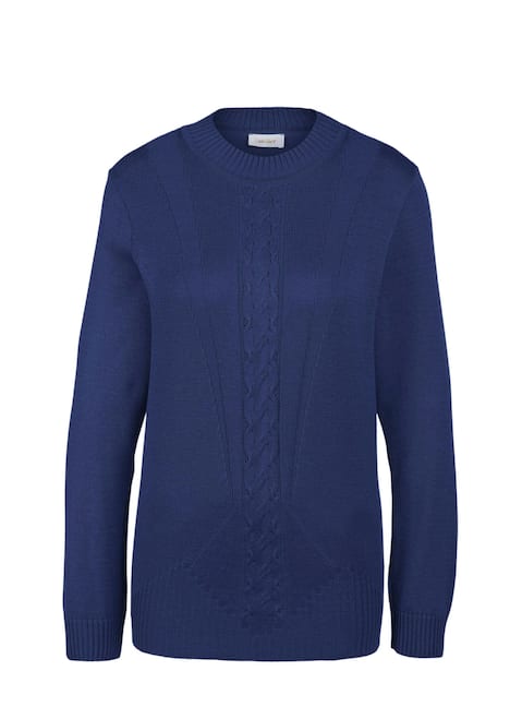 Stehkragenpullover im Zopfstrick