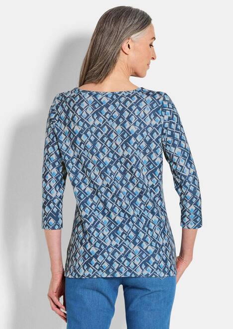 Halbarm Viskoseshirt im Allover-Design