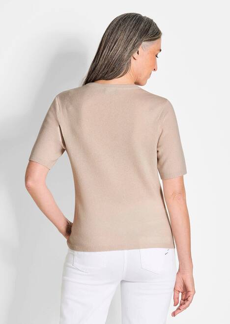 Halbarmpullover mit Rundhals aus Kaschmir