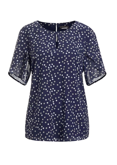 Chiffonbluse im Alloverprint, Rundhals
