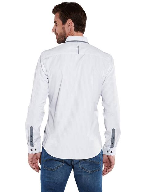 engbers Herren Langarm-Hemd gestreift , Naturweiss