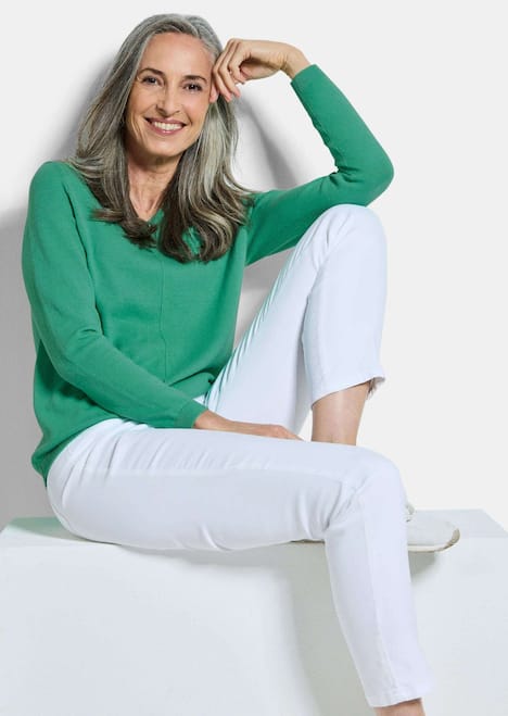 Baumwollpullover mit V-Ausschnitt