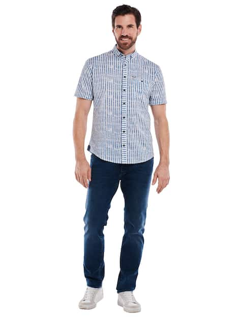 engbers Herren Kurzarm-Hemd gemustert , Brilliantblau