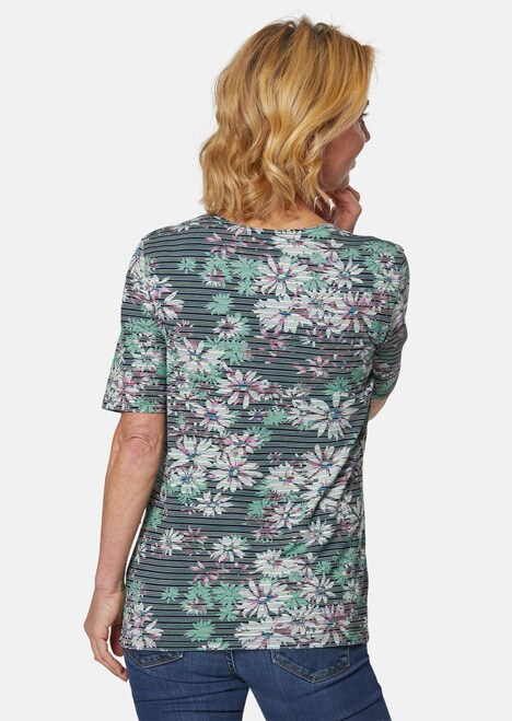 Gestreepte shirt met bloemmotief