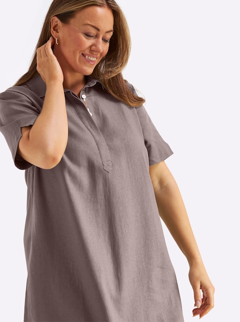 Leinenkleid Kurzarm Hemdkragen
