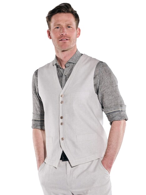 engbers Herren Sakko-Weste mit Leinenanteil , Naturweiss