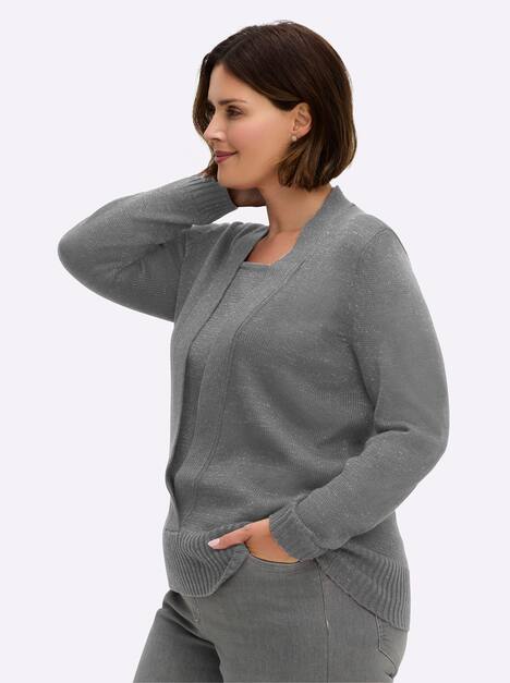 Pullover Langarm Jersey Meliert