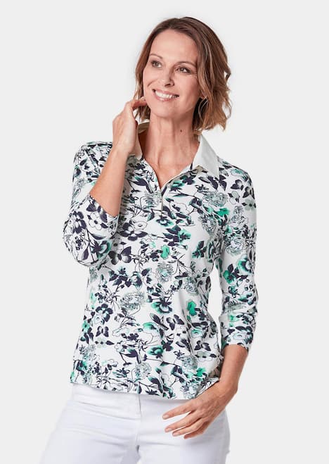 GOLDNER Gedess. poloshirt Gedessineerd poloshirt met witte, contrasterende kraag