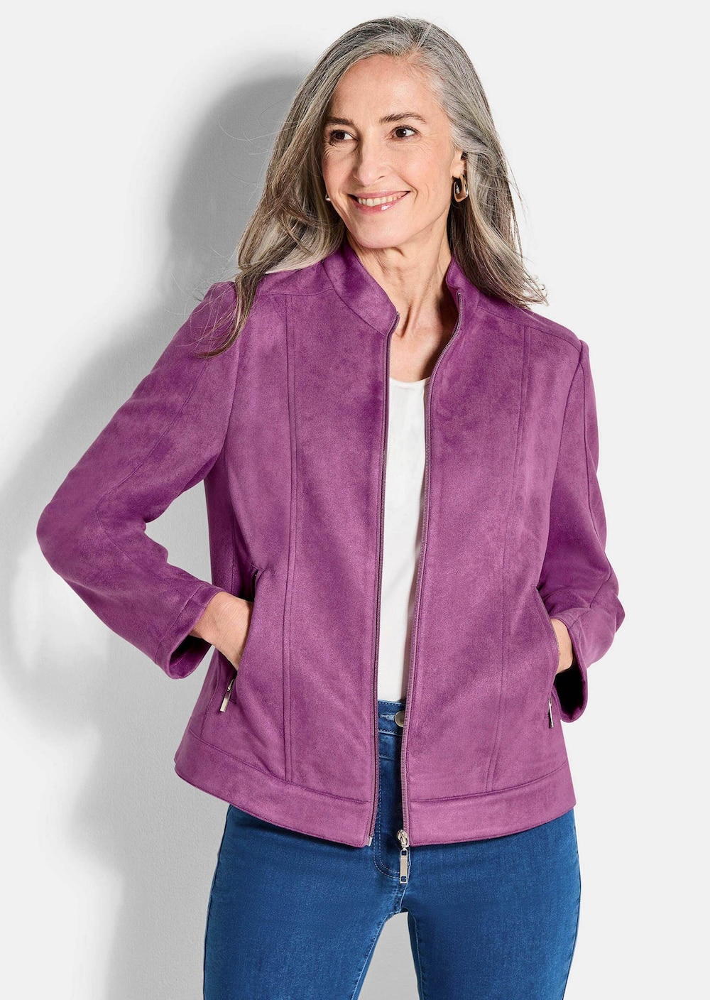 Jacke in Veloursleder-Optik