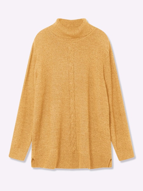 Pullover Langarm Jersey Uni Rollkragen