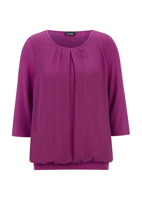 Chiffon-Shirt mit 3/4-Arm, Rundhals