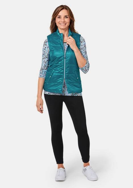 GOLDNER Gewatteerde bodywarmer Licht, doorgestikt vest met opstaande kraag