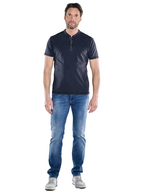 engbers Herren Henley-Shirt regular , Saphirblau