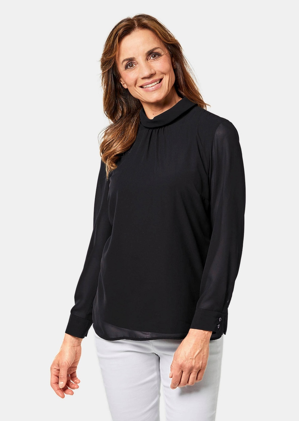 Bluse Figurschmeichelnde Schlupfbluse mit modischer Kragenverarbeitung