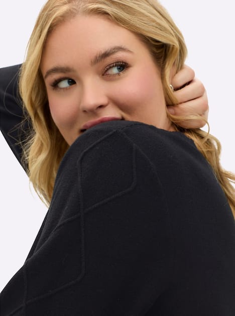 Pullover Langarm Links-Strick, Mustermix gestrickt Uni Ohne Kragen