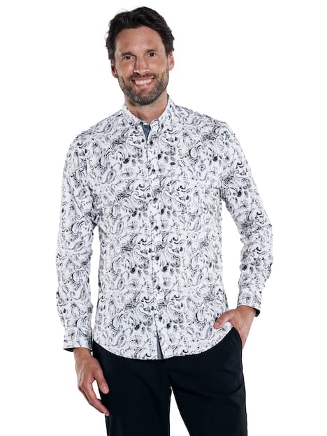 engbers Herren Langarm-Hemd gemustert , Gruen