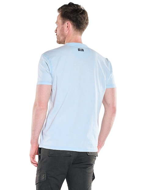 Herren Henley T-Shirt mit Knopfleiste , Hellblau