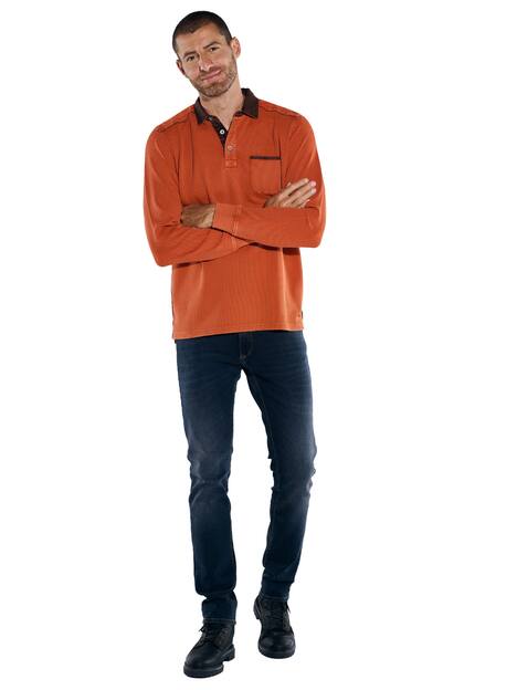 engbers Herren Langarm-Shirt mit Polo-Kragen , Orange