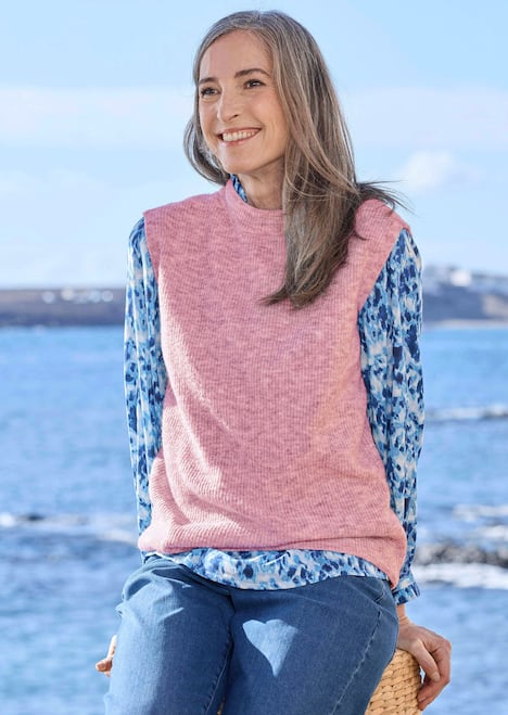 Edler Rippstrick Pullunder, Stehkragen