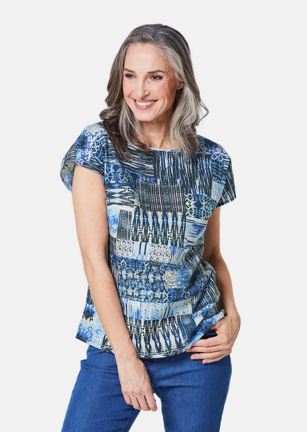 Ultraleichte Druckbluse aus reiner Baumwolle