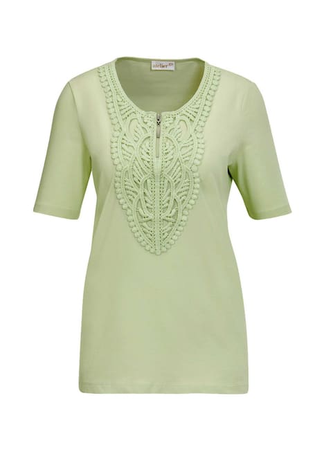 GOLDNER Kanten shirt Shirt met ronde hals en gehaakt kant